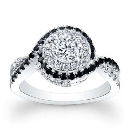 diamond round cut halo swirl pave natural diamond engagement ring ...