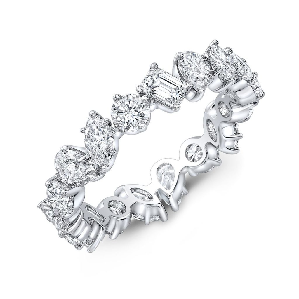 Emerad, Round, Pear and Marquise Mix Diamond Eternity Band