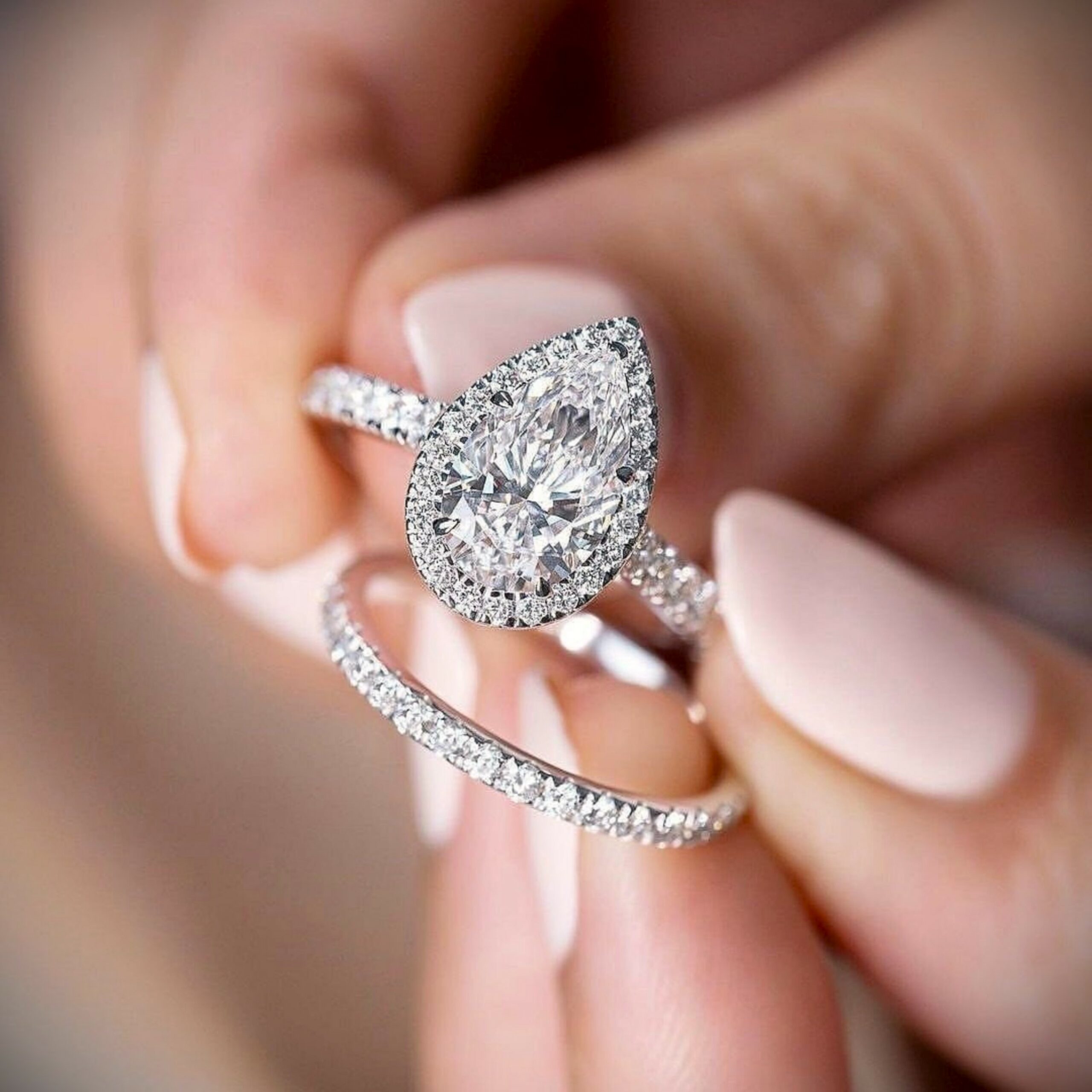 1.90ct Antique Diamond Pear Three-stone Engagement Ring – Marrow Fine