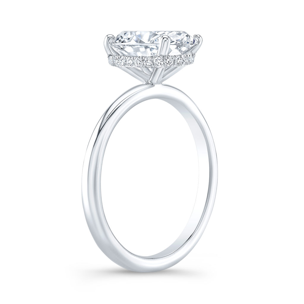 Hidden Halo Solitaire With Oval Center Diamond