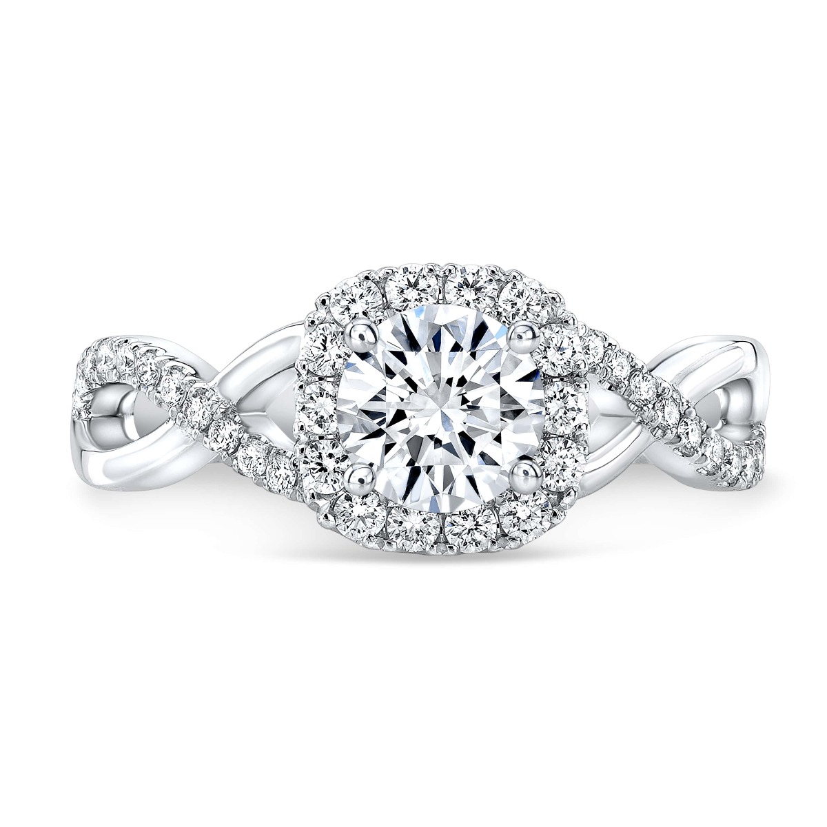 Infinity Halo  Engagement Ring With Round Center in White Gold 