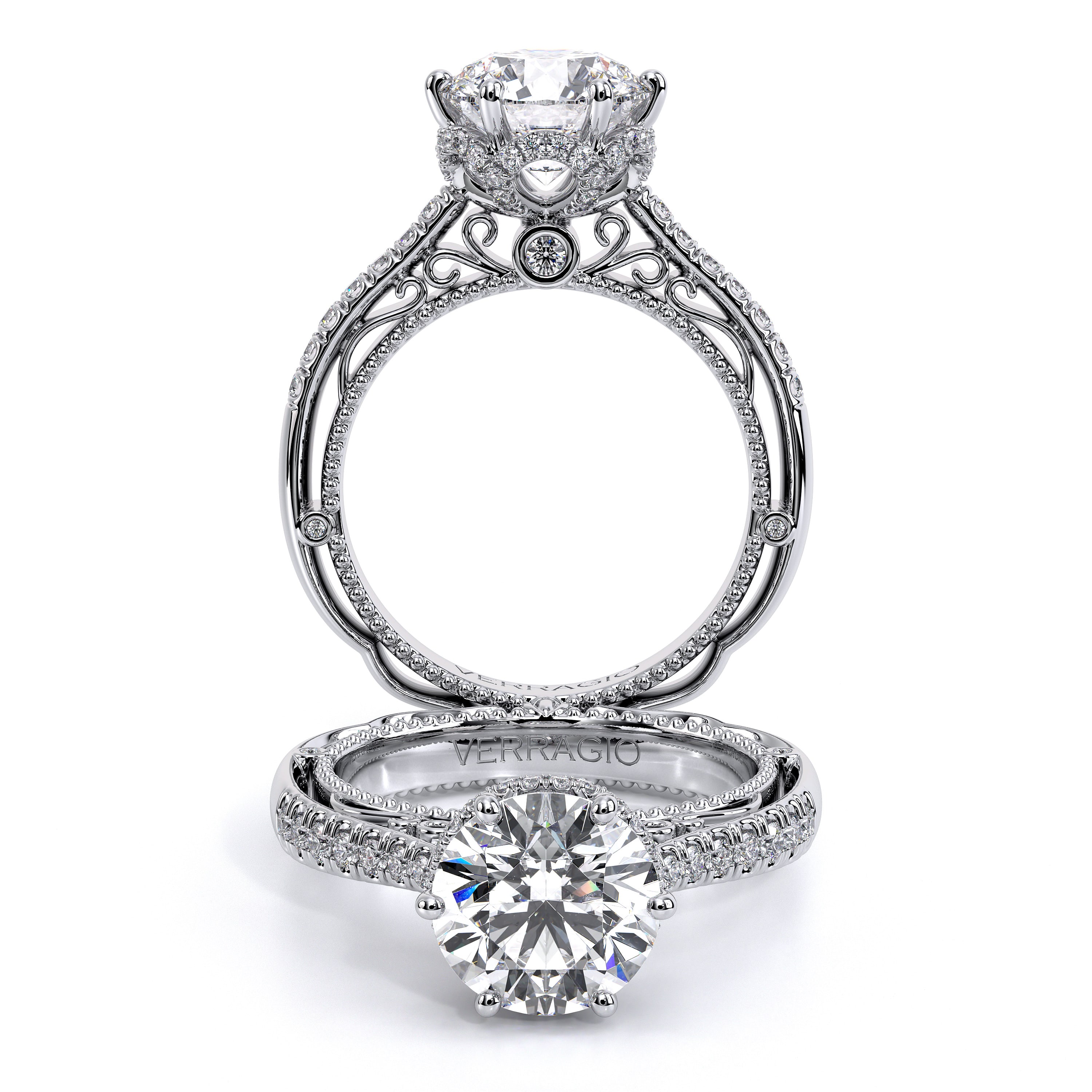 14k White Gold Custom Vintage Diamond Engagement Ring #102810 - Seattle  Bellevue | Joseph Jewelry