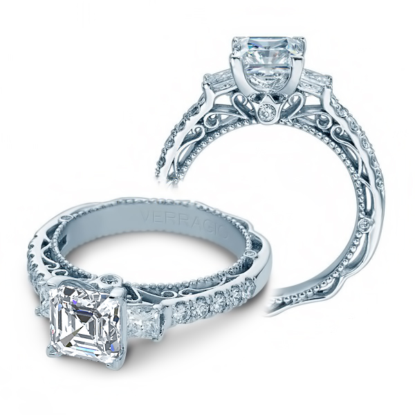 Platinum 2 Carat LAB GROWN IGI CERTIFIED DIAMOND Vintage Milgrain Asscher  Cut Diamond Engagement Ring (D-E Color VS1-VS2 Clarity 1.5 Ct Center) |  Amazon.com