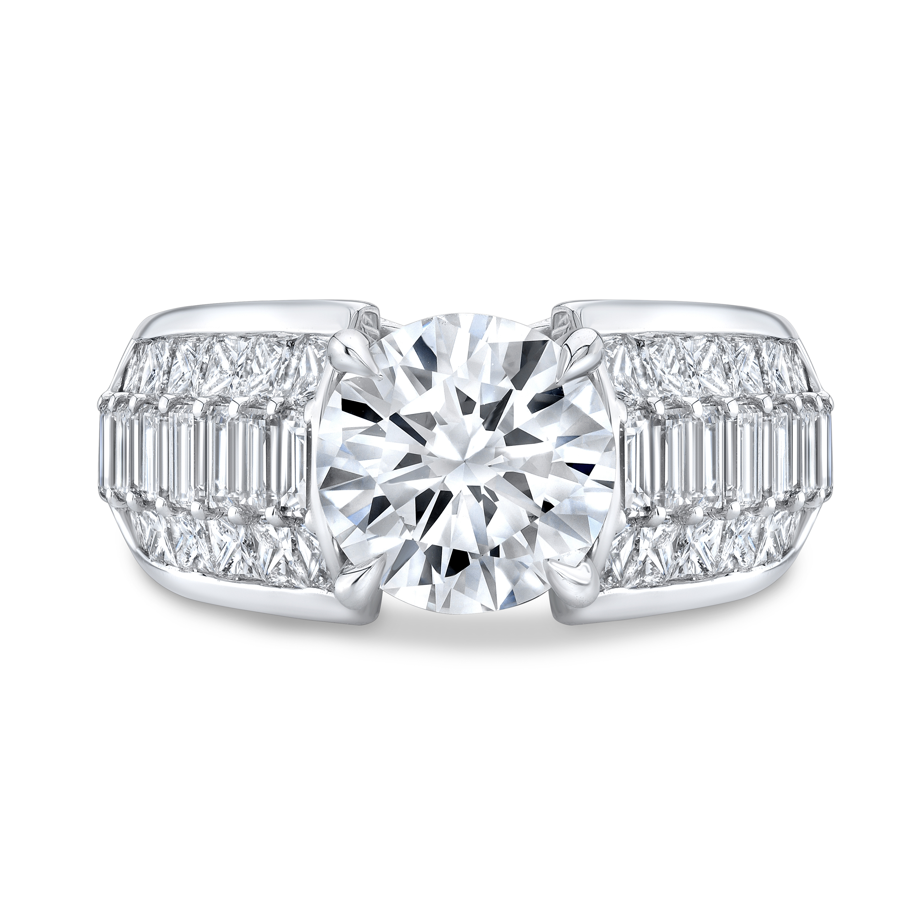 Natural Baguette & Princess Pave Diamond Engagement Ring