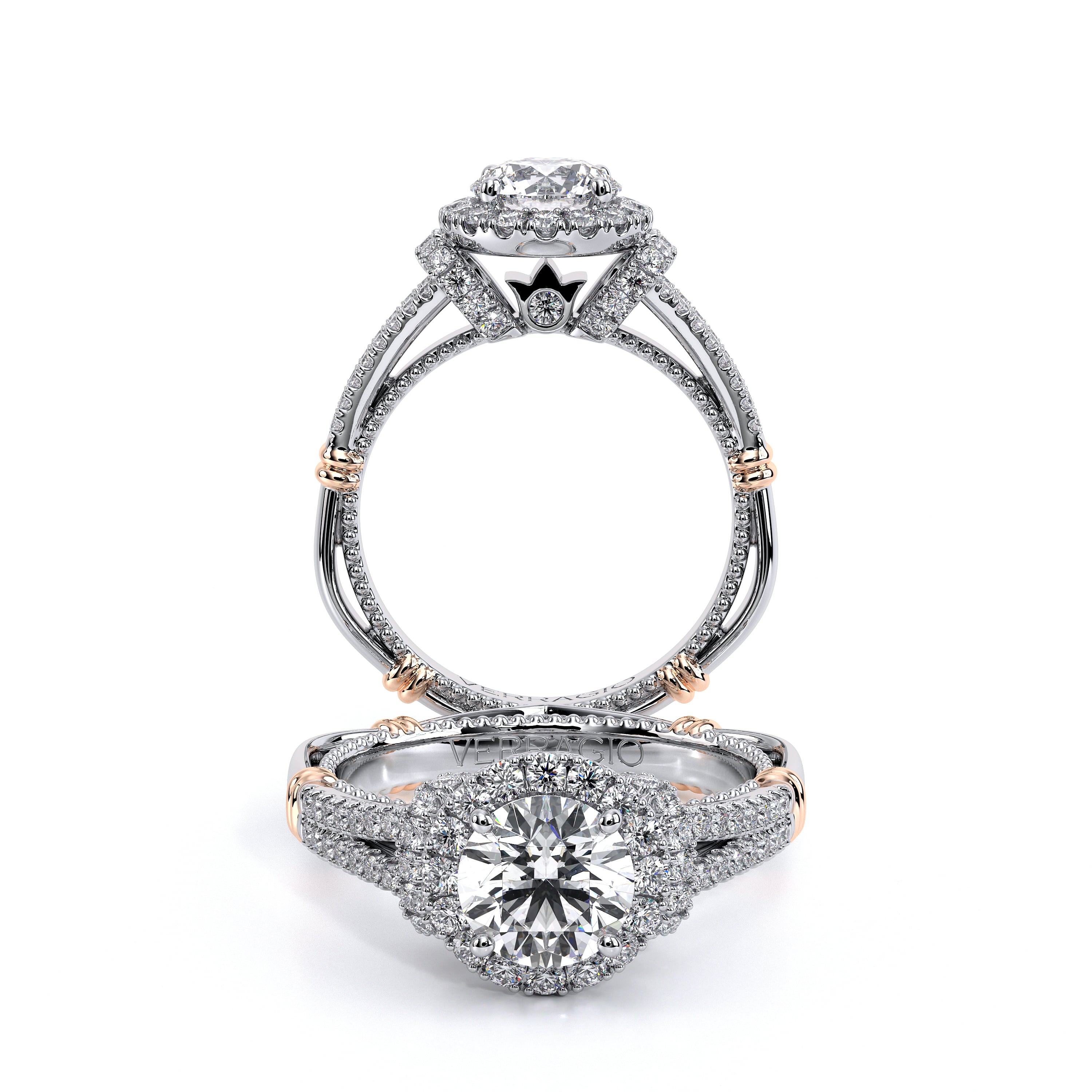 Pave Cathedral Engagement Ring With Waterfall Halo Head | Ritani