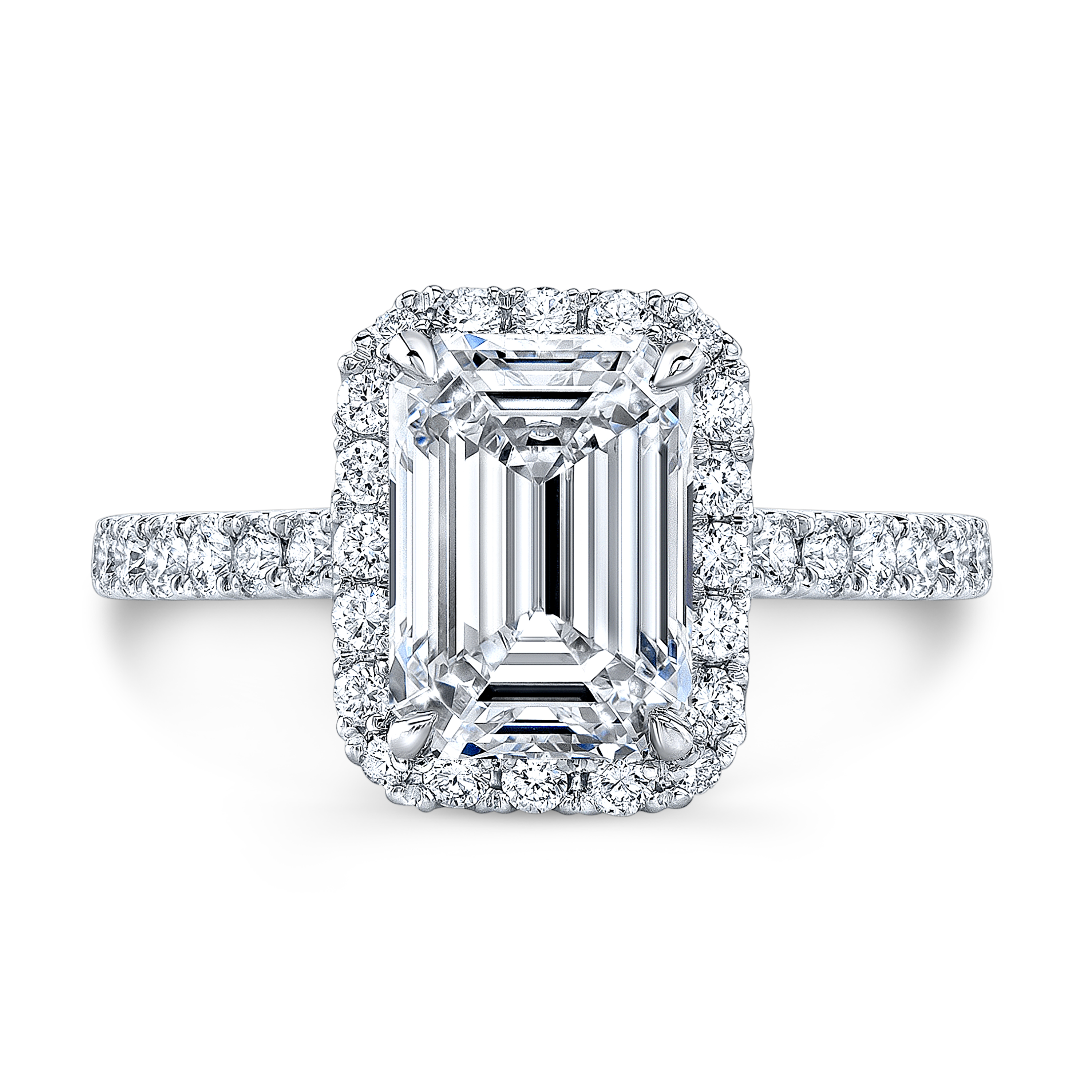 Halo  Diamond Engagement Ring Emerald Shape Diamond