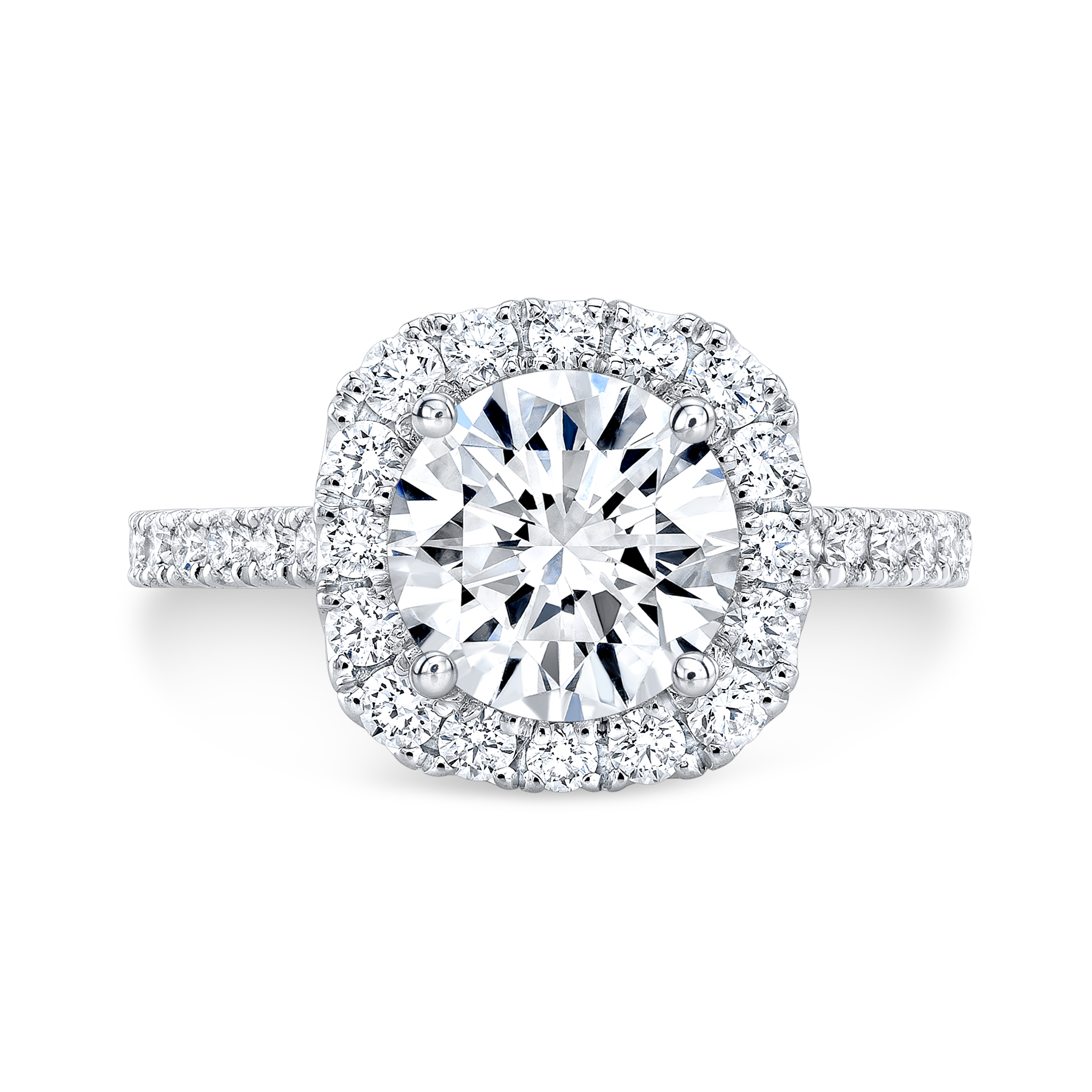 Cushion Halo Pave Diamond Engagement Ring