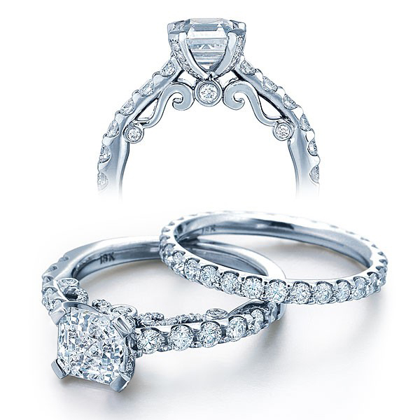 Certified 2.85Ct Round Cut Diamond Engagement Wedding Ring Set in 14K White Gold 