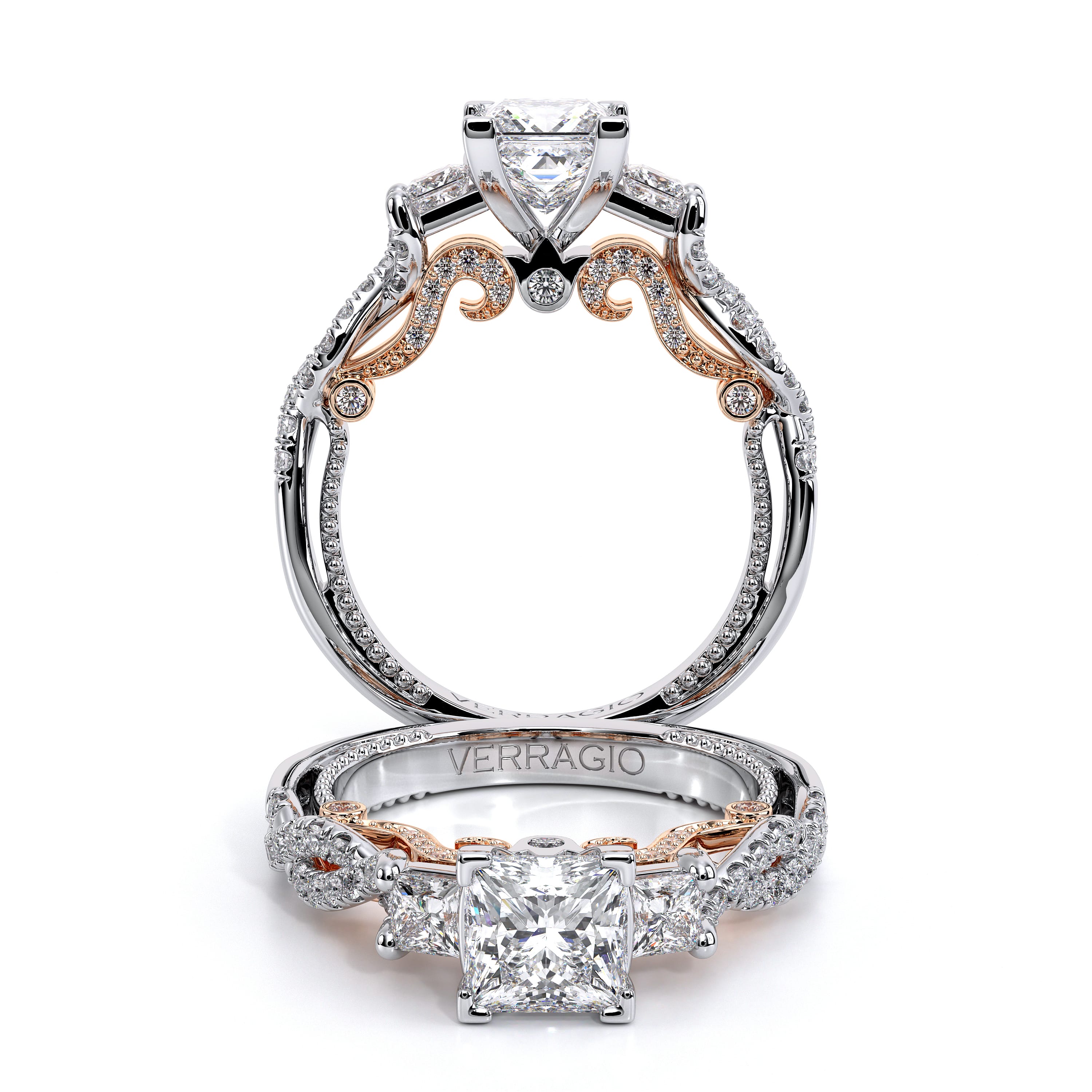 Verragio Insignia 3 Stone Infinity Pave Designer Engagement Ring