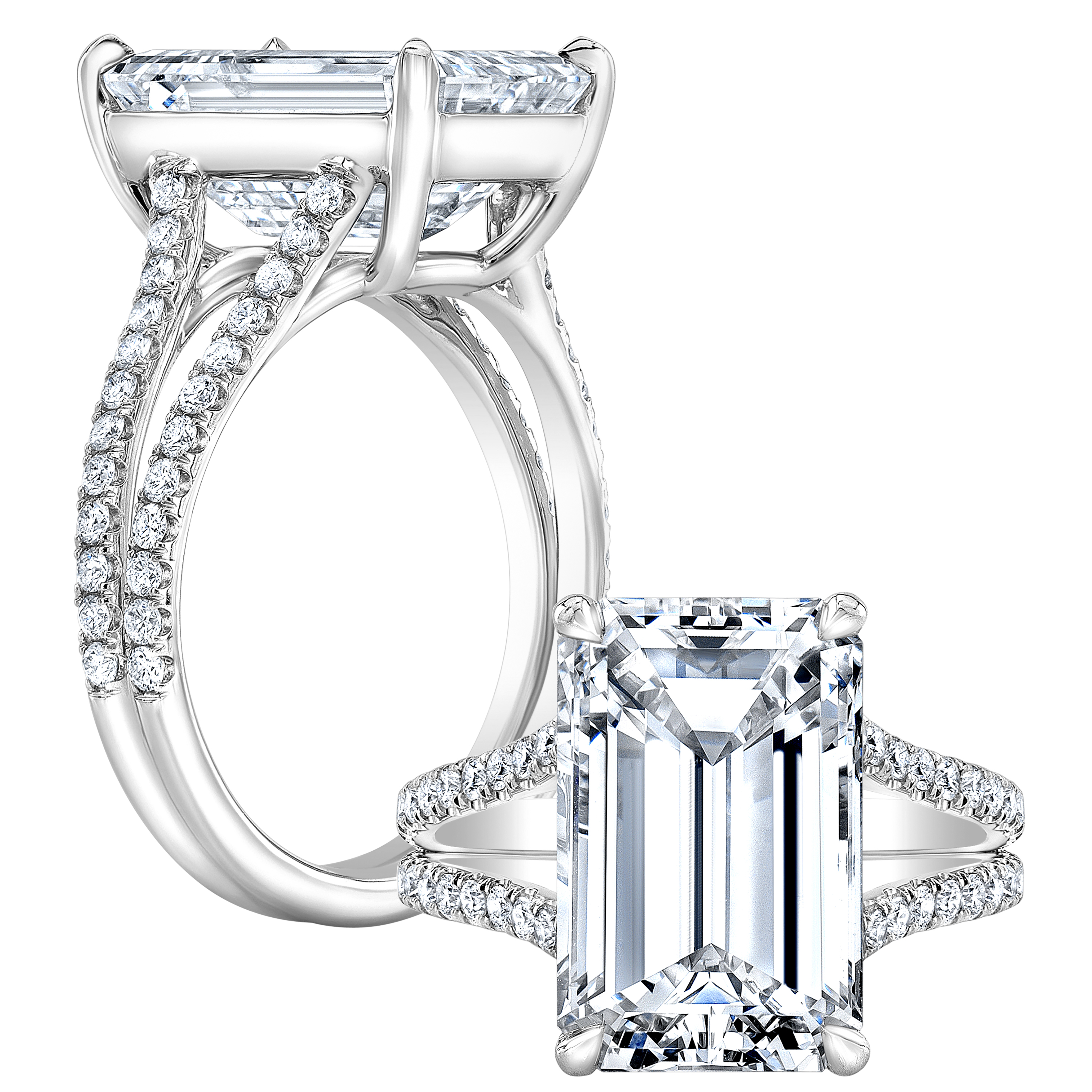 Natural Split Shank Pave Setting Diamond Engagement Ring