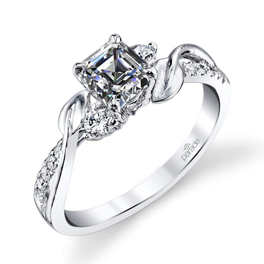 1.12ct. Asscher cut Natural Diamond Parade Design Lyria Bridal Sleek ...