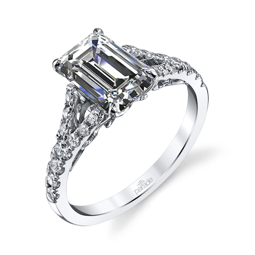 1.22ct. Emerald cut Natural Diamond Parade Design Hemera Bridal Split ...