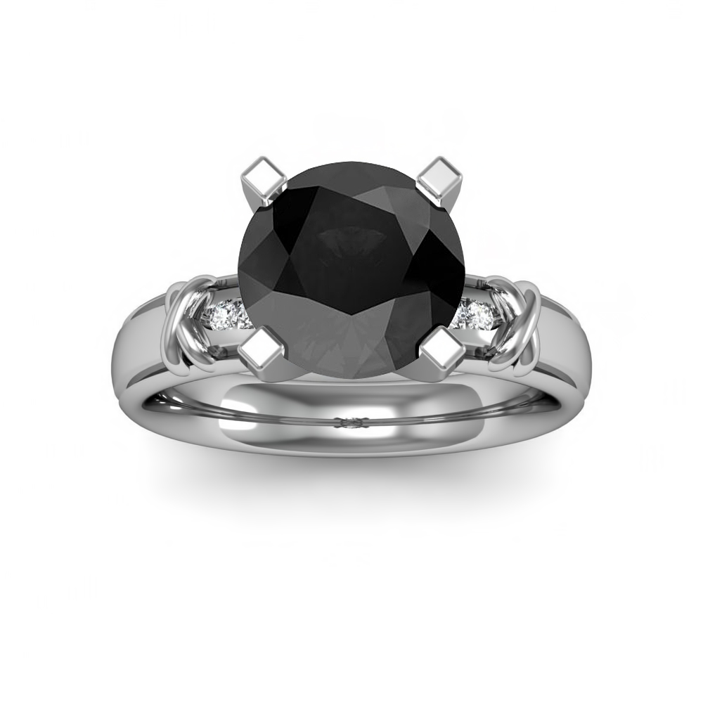 X-Design w/ Round Channel Sidestones Natural Diamonds Engagement Ring