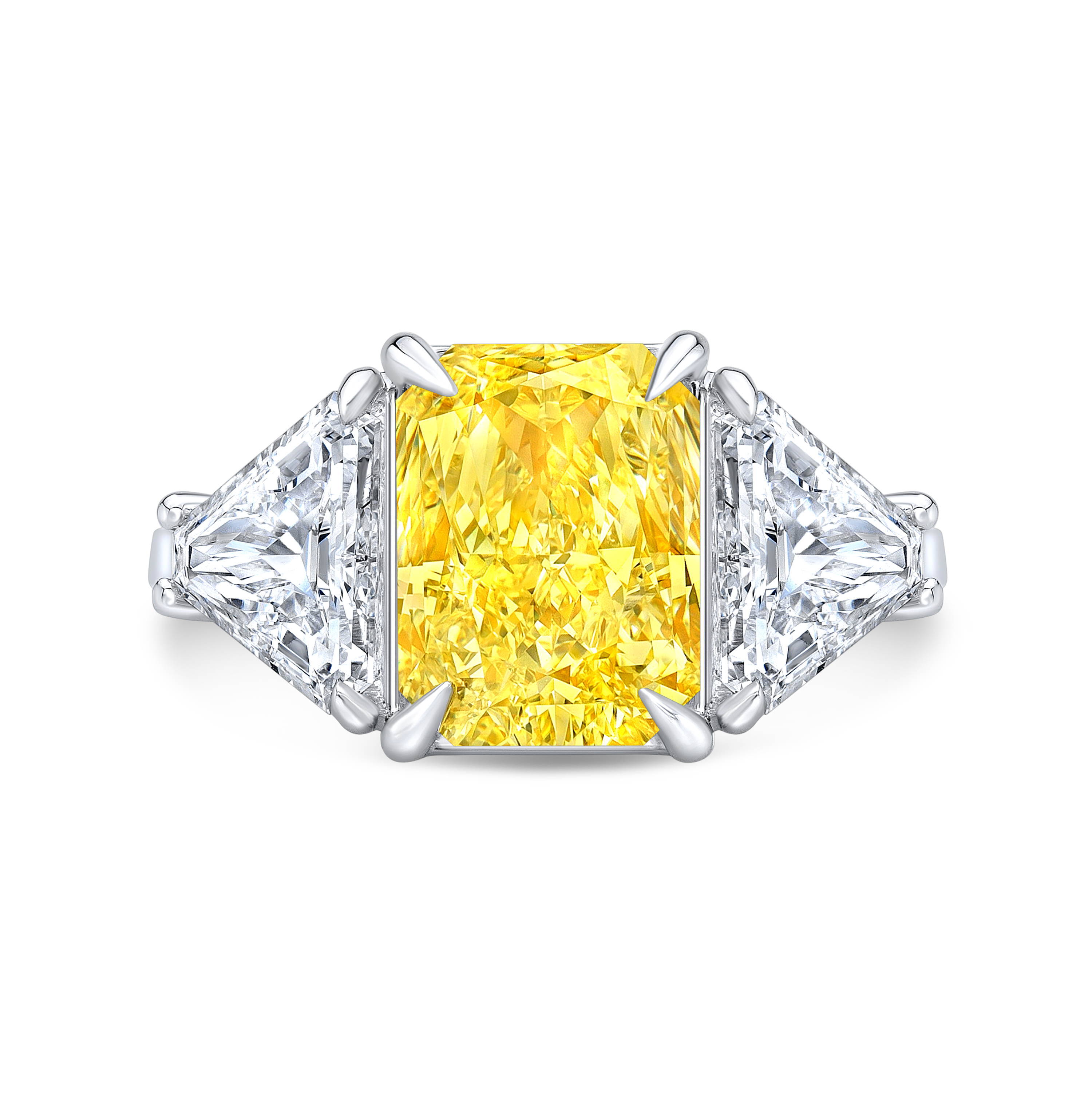 3 Stone Step Cut Trillion Diamond Engagement Ring