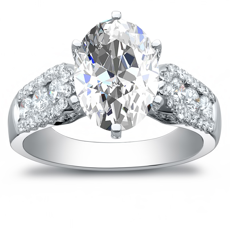 Lab-Created Diamond Engagement Ring 3-1/2 ct tw Oval/Round 14K White Gold |  Jared
