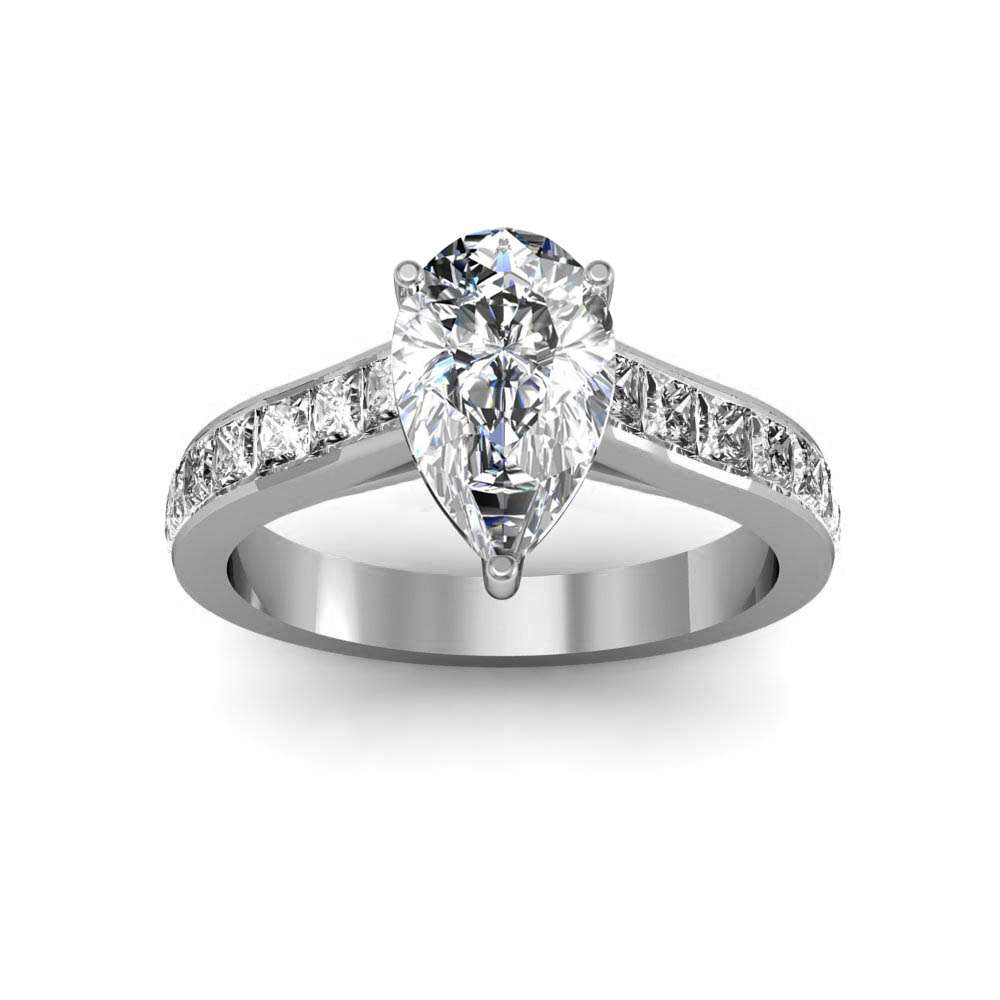 1.25 Carat Pear Cut Solitaire Bridal Ring Set in White Gold over Sterl —  kisnagems.co.uk