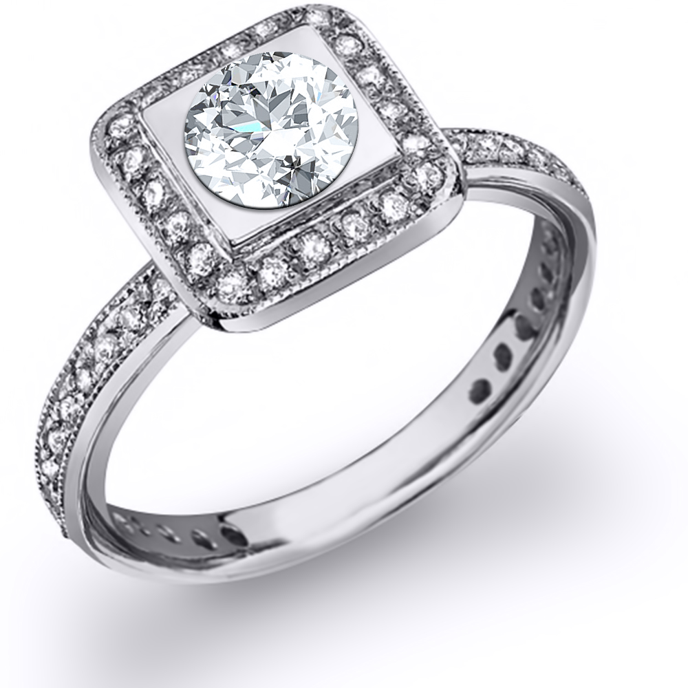 Halo Bezel Pear Shape Diamond Ring - CDS0008 - Gale Diamonds Chicago
