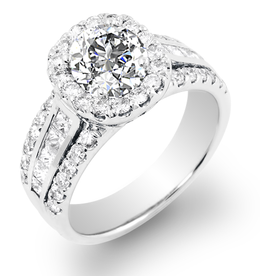 2 CT diamond halo pave D VVS1 engagement wedding ring 14k white gold bridal 