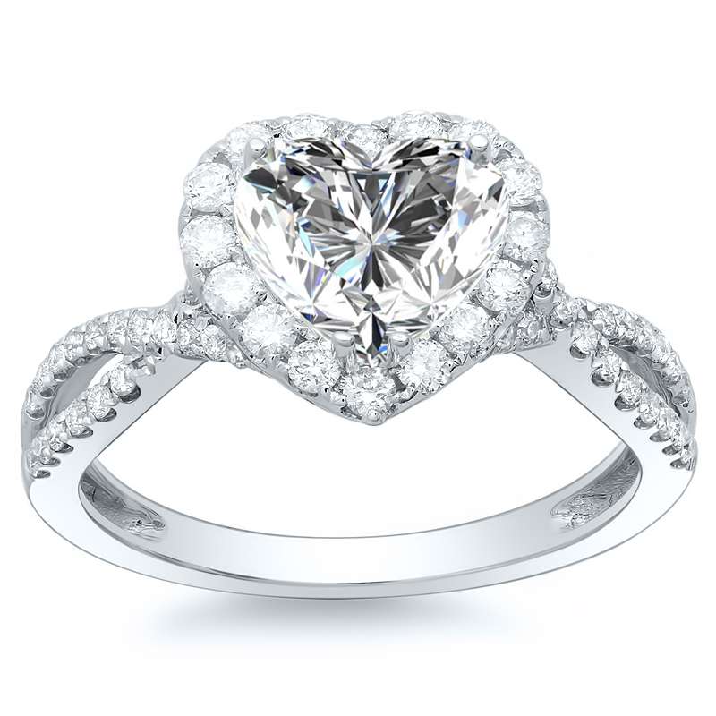 Heart Halo Pave Engagement Ring