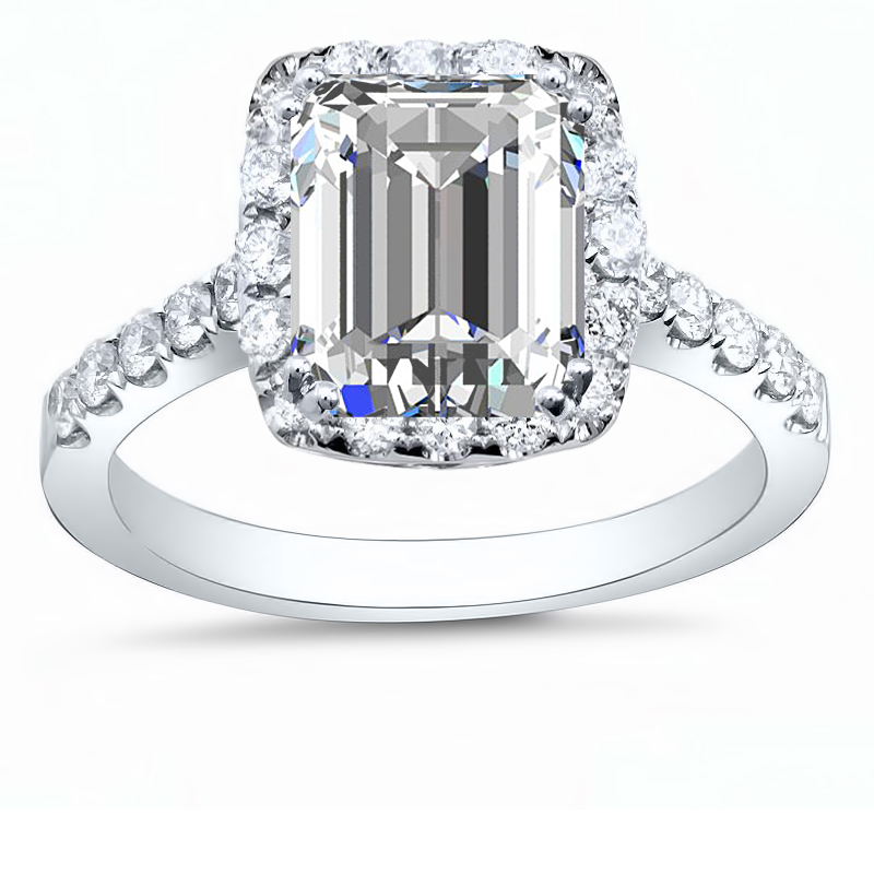 Details about   1.75 Ct Emerald Cut Diamond Delicate Cluster Engagement Ring 14K White Gold Over 