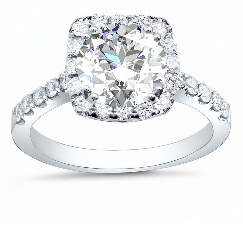Double Halo Round Engagement Ring at Diamond and Gold Ware