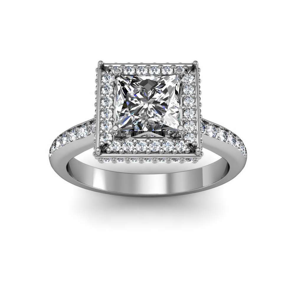 Platinum Double Halo Diamond Engagement Ring Setting 0.9ct LUXURMAN Mounting  000478