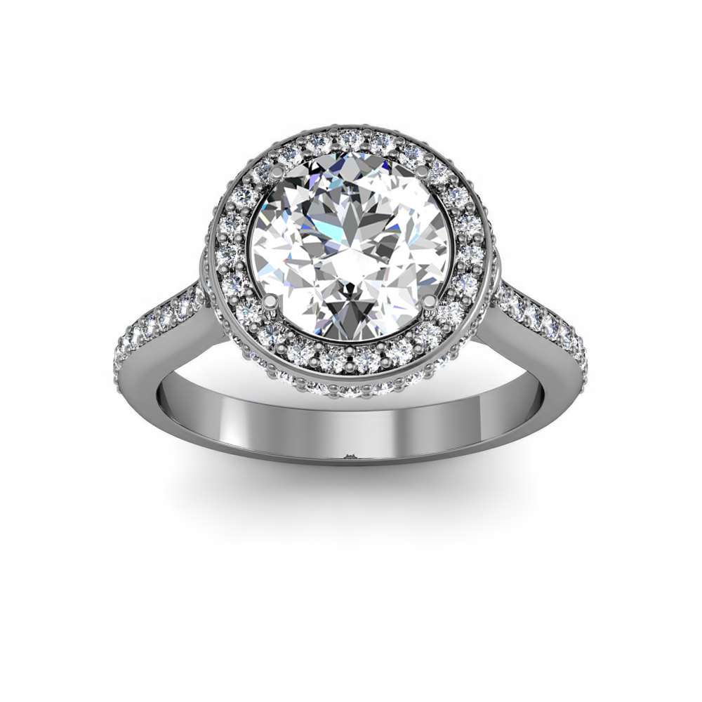 Unique Diamond Side Profile Square Halo Engagement Ring