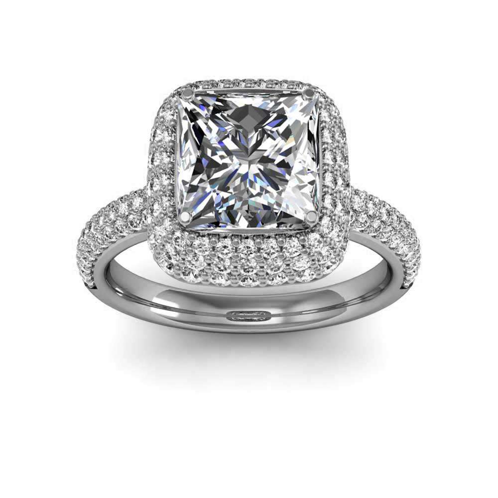 2 Ct Natural Princess Cut Diamond Solitaire Engagement Ring 14K