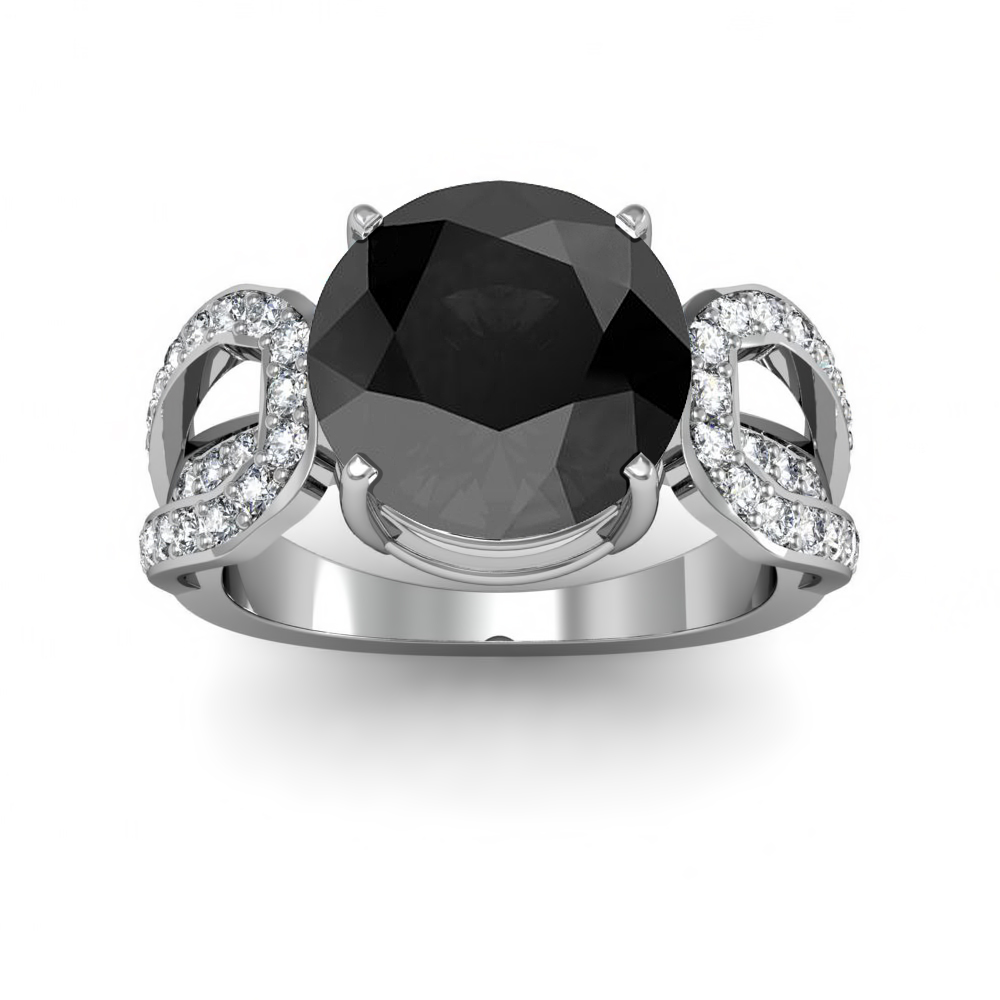 Split Shank Pave Natural Diamonds Engagement Ring