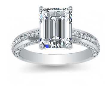 3 Side Pave Natural Diamonds Engagement Ring