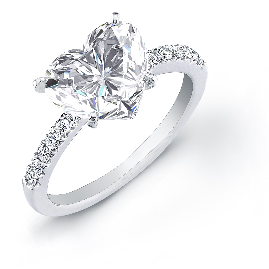 Heart Shaped Diamond Engagement Ring, 1.3 Carat Hear Shaped, 14K White Gold Diamond  Ring, Heart Diamond Ring, Side Stone Diamond Ring, Ring - Etsy