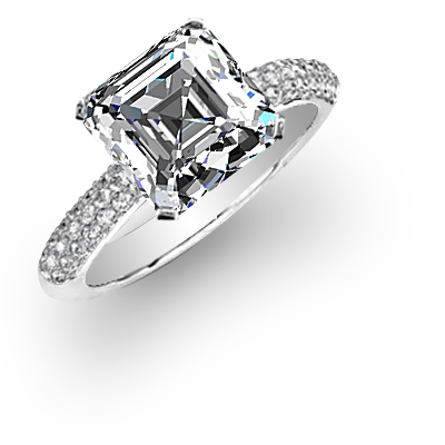 Micro Pave Natural Diamond Engagement Ring