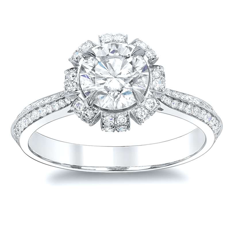 Floral Cluster Pave Natural Diamonds Engagement Ring Setting