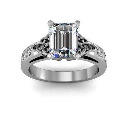142ct natural diamond emerald cut celtic knot design pave natural diamonds engagement ring 14k white gold gia - Emerald Cut Wedding Rings 142ct natural diamond emerald cut celtic knot design pave natural diamonds engagement ring 14k white gold gia - Emerald Cut Wedding Rings