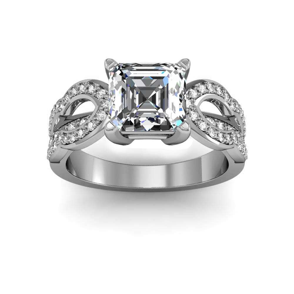 Split Shank Design Pave Natural Diamonds Engagement Ring