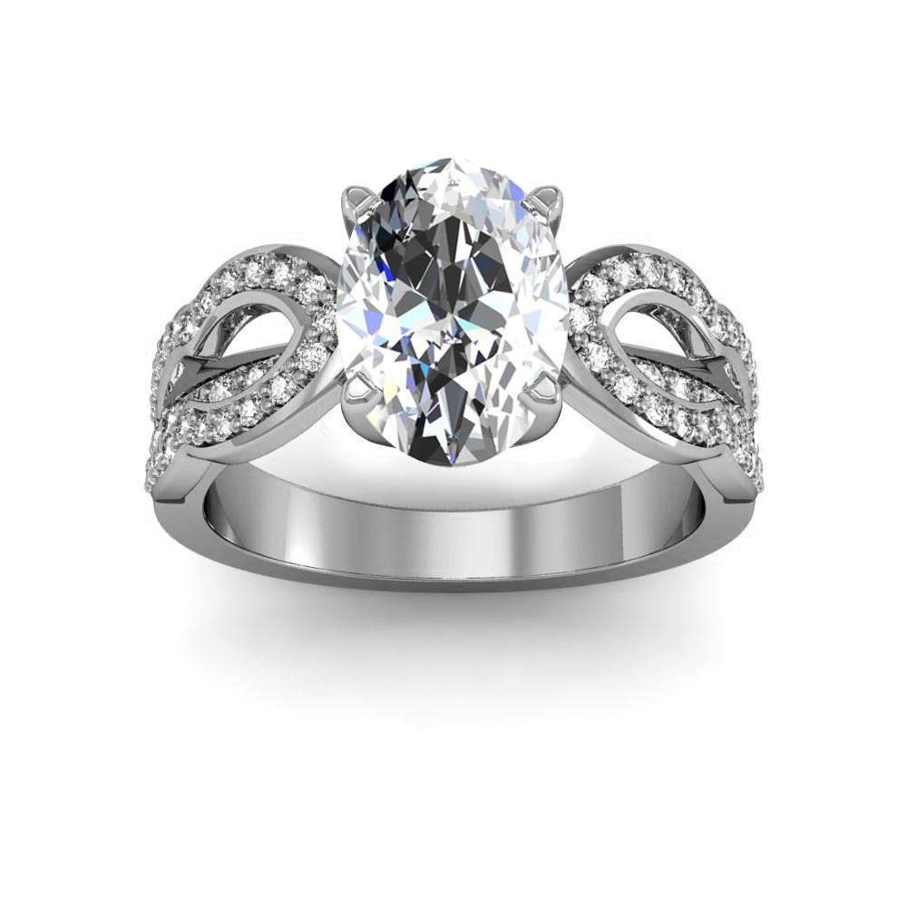 1.2ct Colorless Moissanite Split Shank Pavé Engagement Ring