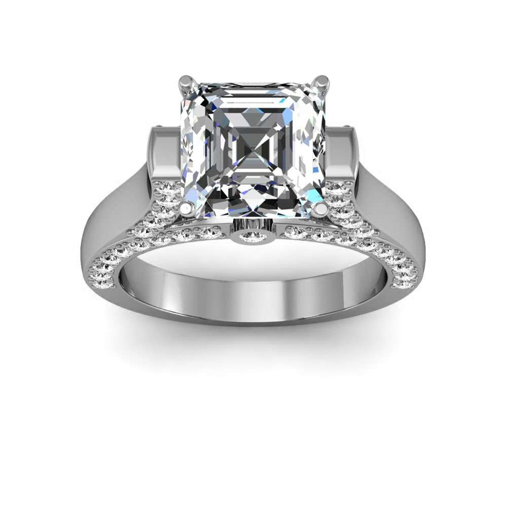 Tension Setting with Accent Pave Natural Diamonds Engagement Ring