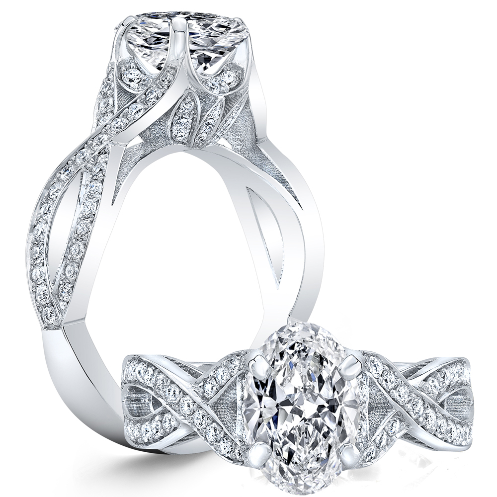 Vintage Design Twisted Pave Diamond Engagement Ring