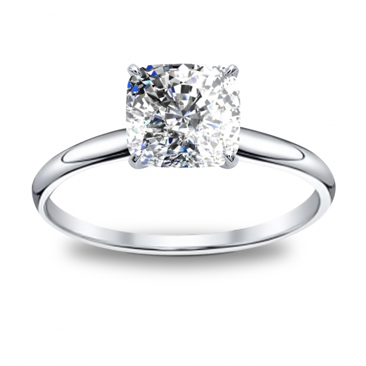 1ct. Cushion cut Natural Diamond Solitaire Diamond Engagement Ring (GIA
