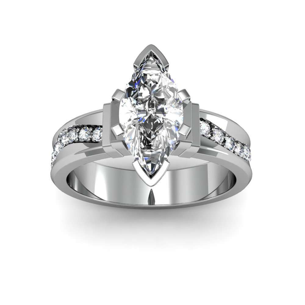 The Mayte- Halo-Style Marquise Cut CZ Ring with Split-Pavé Band – Cubic  Zirconia CZ