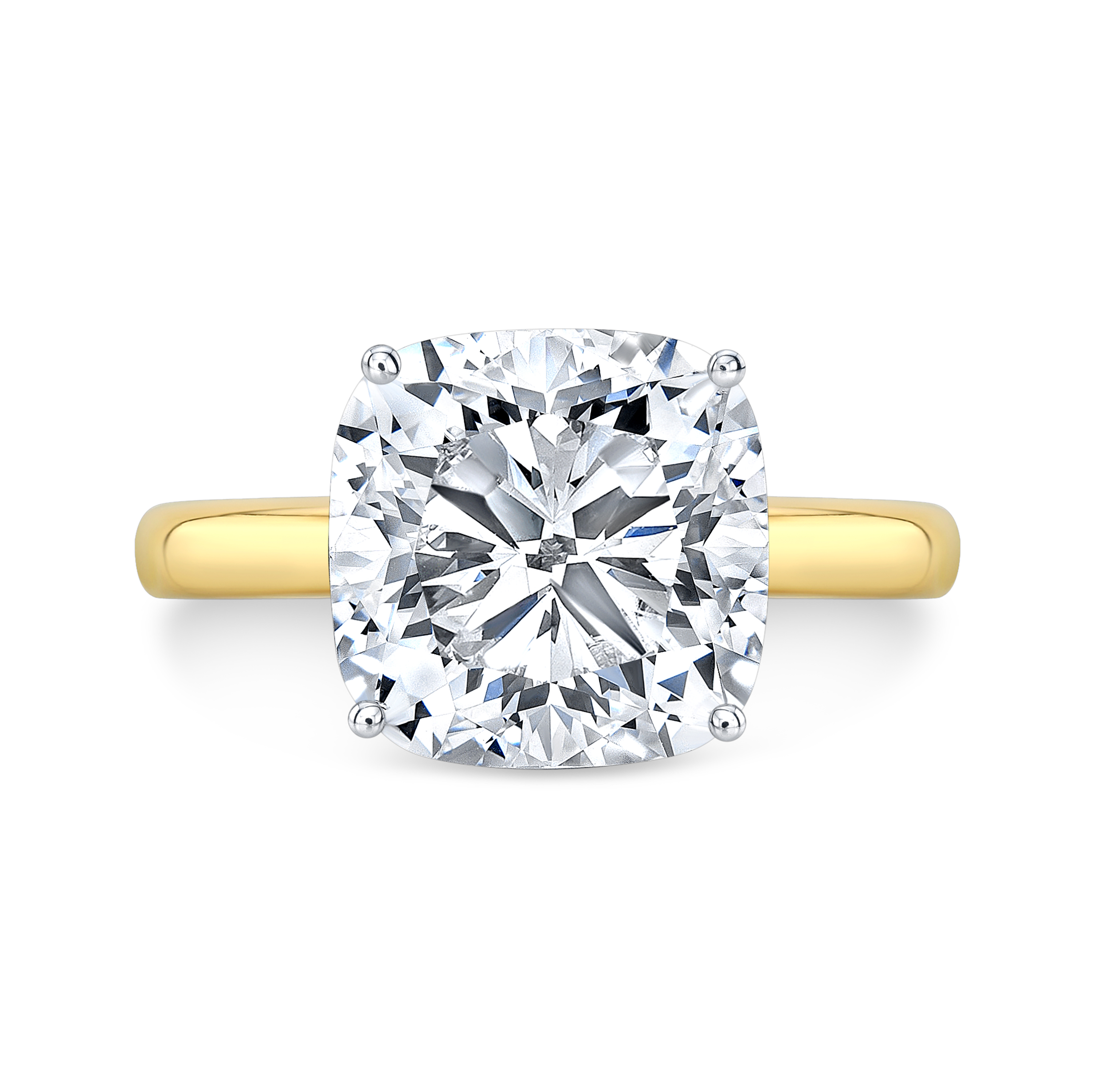 Beautiful Round Shape Cut Diamond Classic Ring 14k Yellow Gold over Jewelry