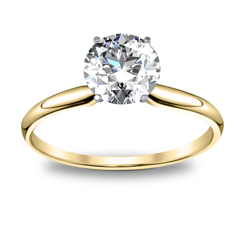 14k Solid Yellow Gold 1.5 CT Round Solitaire Diamond Engagement Wedding Ring 