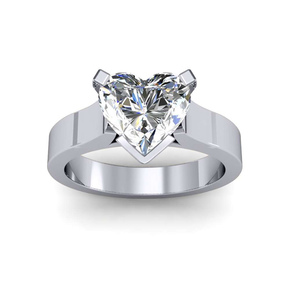 0.30cts Heart Cut Solitaire Halo Diamond Shank Platinum Ring JL PT 119