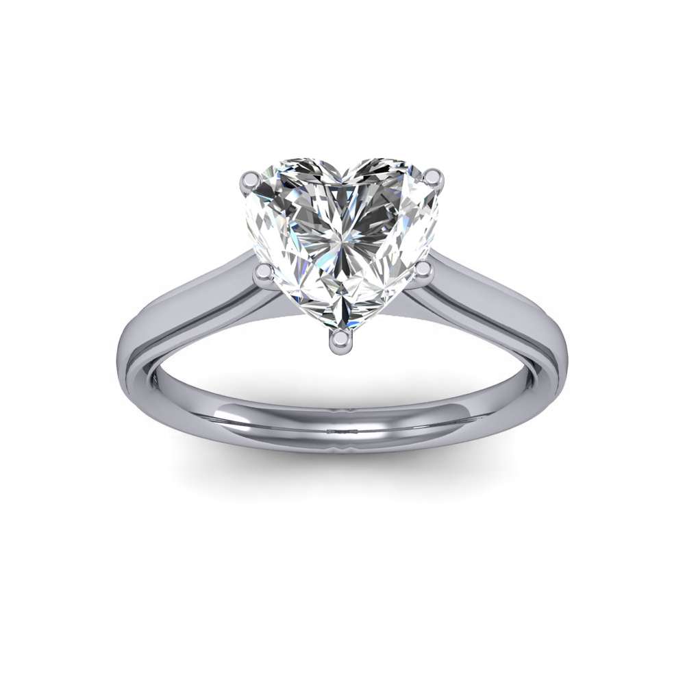 14K White Gold Over 2.50 Ct Round Diamond Heart Shape Solitaire Engagement Ring 