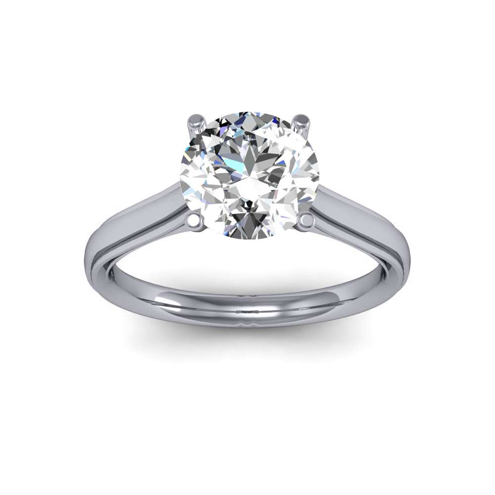 1ct. Natural Diamond Round cut Solitaire Beveled Diamond Engagement Ring  14K White Gold GIA