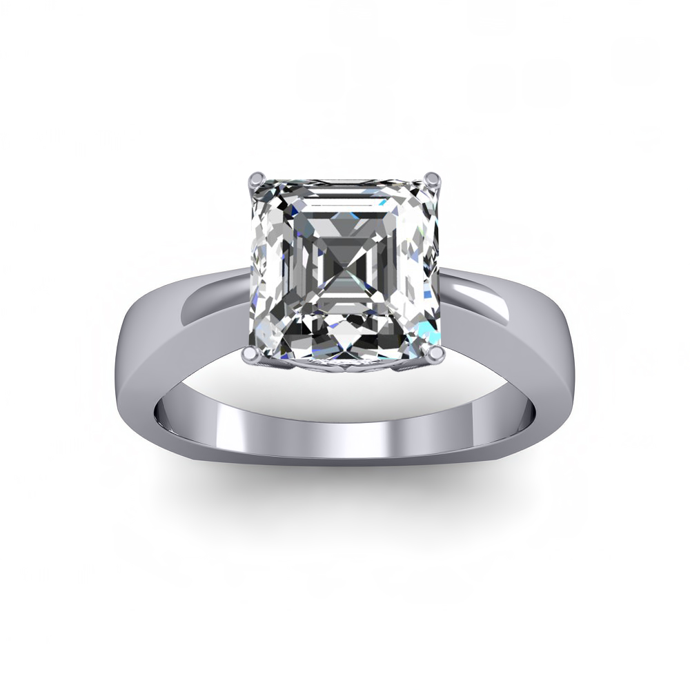1.1ct. Asscher cut Natural Diamond Solitaire with Round Accent ...