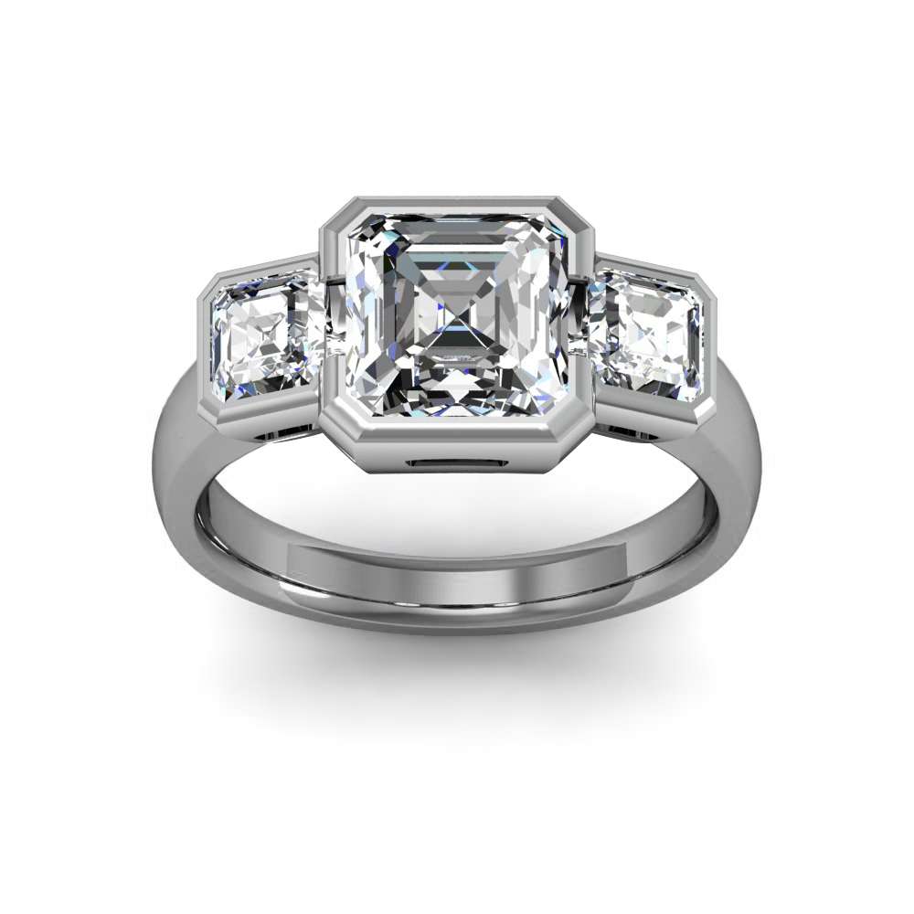 14K White Gold Asscher Cut Diamond Engagement Ring Bezel Set Bridal Natural  1.40 | eBay