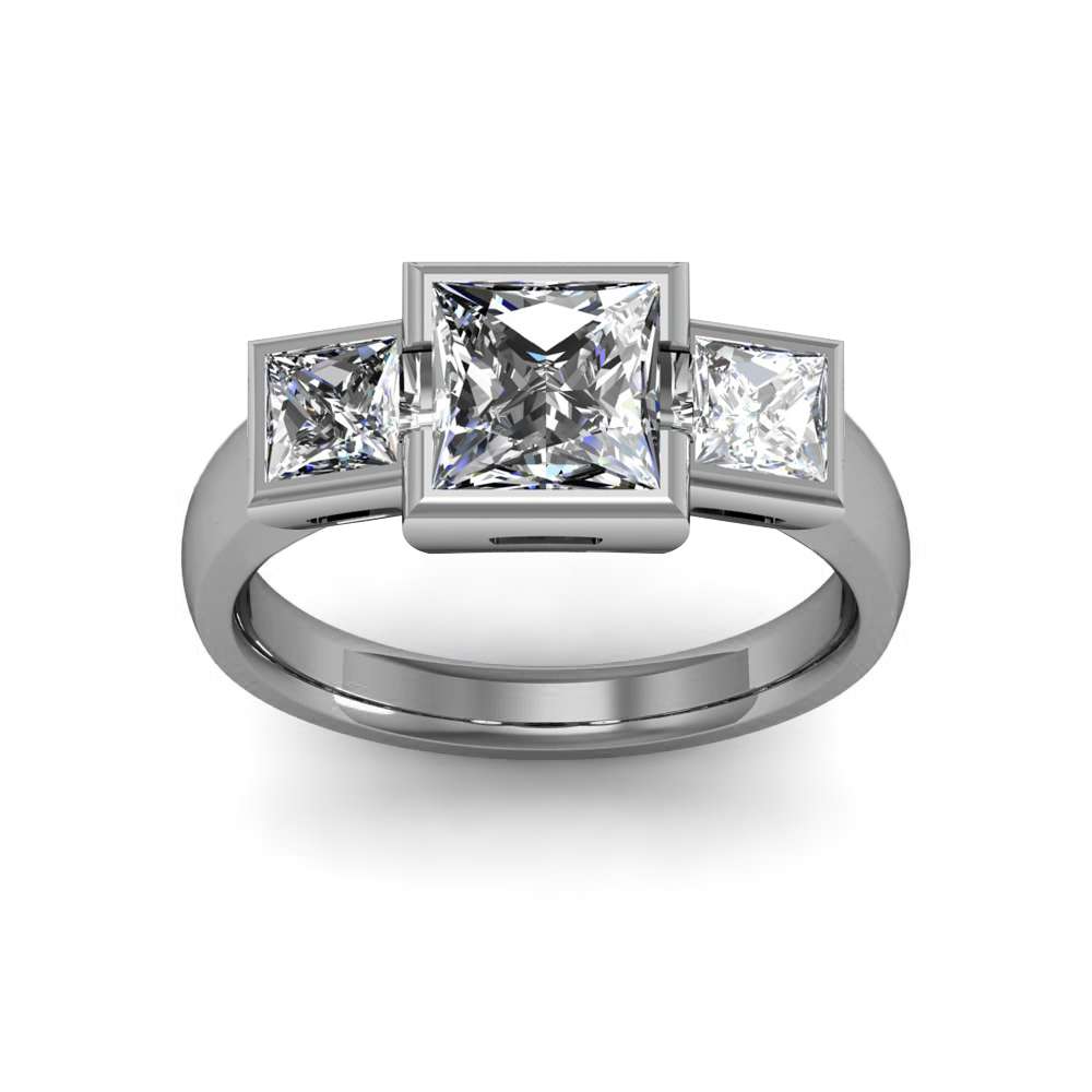 Full Bezel Setting Princess Diamond Mens Ring