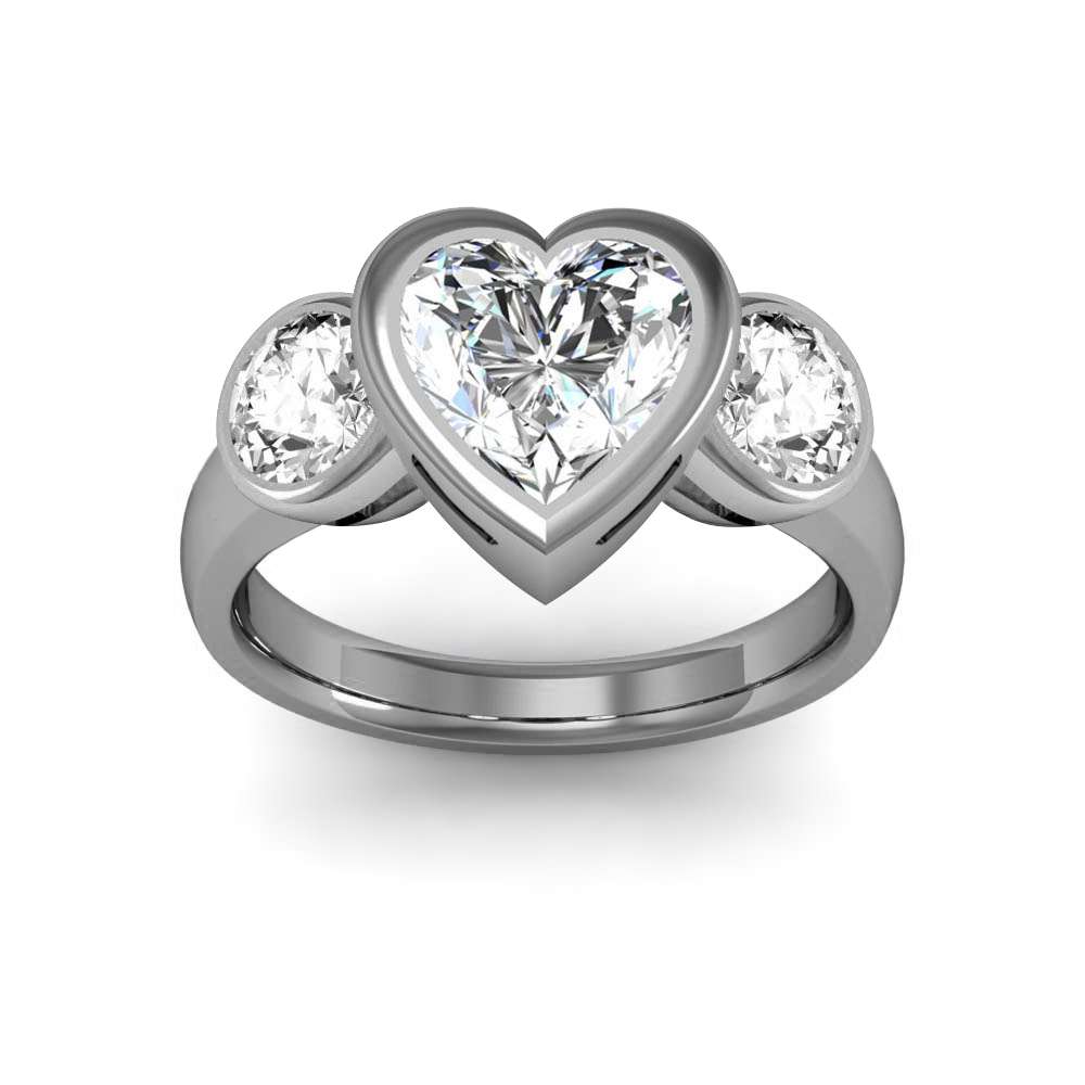 Buy Attractive White Stone Heart Design Rose Gold Cute Ring for Teenage Girl