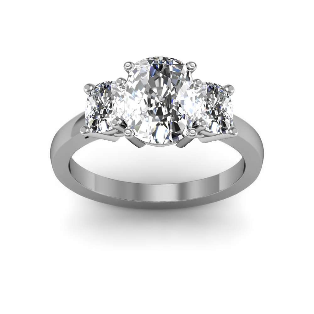 4-Prong 3-Stone with Asscher Cut Sides Diamonds Engagement Ring